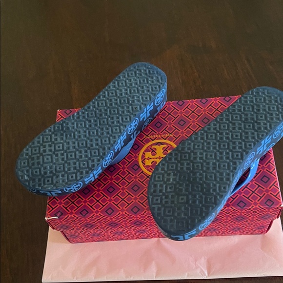Tory Burch Navy and Light Blue Flip Flops Wedge heel - Picture 3 of 4